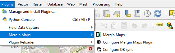 Mergin Maps Menu