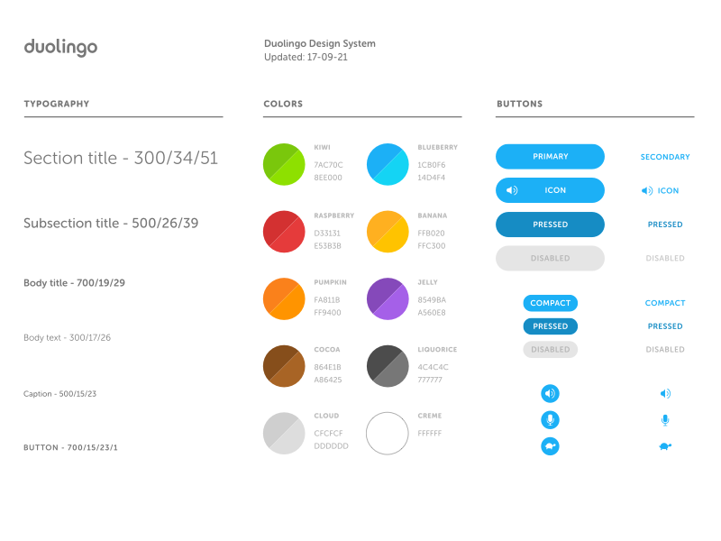 An example from Duolingo design system